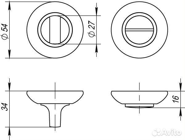 Завертка WC Fuaro BK6.R.RM54 (BK6 RM) AB/GP-7 брон