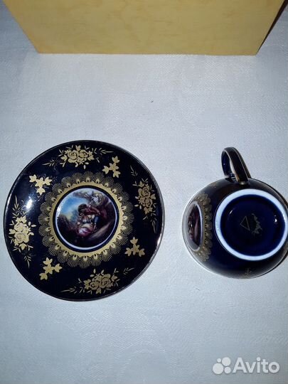 Чайная пара,кобальт,позолота