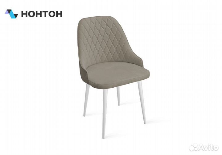 Стул Гранд К1К белый матовый / велюр серо-бежевый