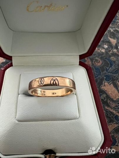 Золотое кольцо мужское Cartier logo. Оригинал