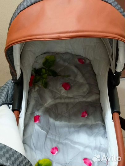 Коляска 3 в1 deamax с,отделкой из экокожи, кенгуру