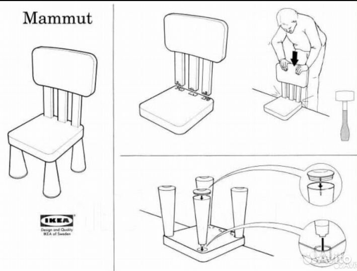 Стол и 2 стула детских mammut IKEA