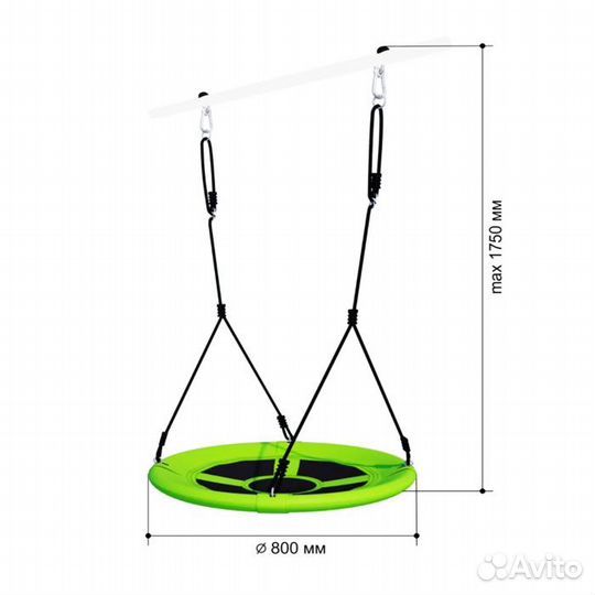 Качели Гнездо подвесные диаметр 80 см салатовый цв