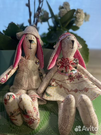 Кукла тильда ручной работы, пасхальные кролики