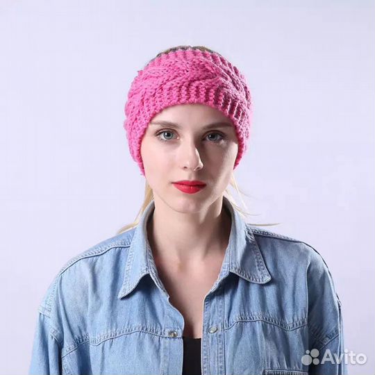 Повязка на голову. Берет голубой. Серый с цветком