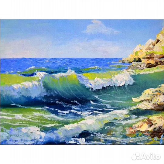 Картина Морские волны Крымский пейзаж берег моря