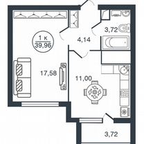 1-к. квартира, 40 м², 12/15 эт.