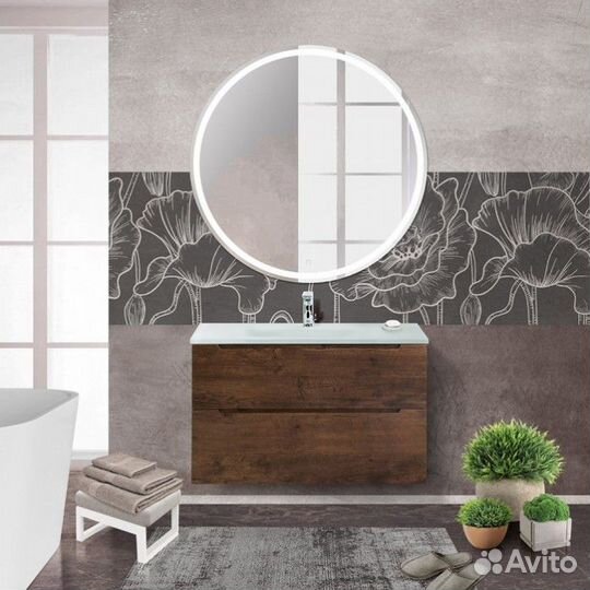 Тумба с раковиной BelBagno Etna H60-100-BB1010/465-LV-VTR-BO Rovere Moro