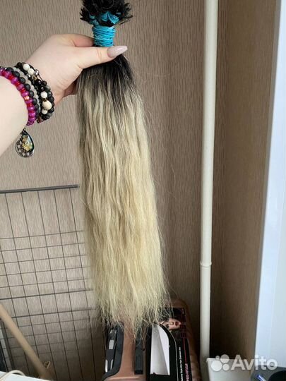 Блонд омбре 60 см холодный волна / прямые