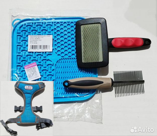 Пуходёрка, гребень, лизательный коврик, шлейка