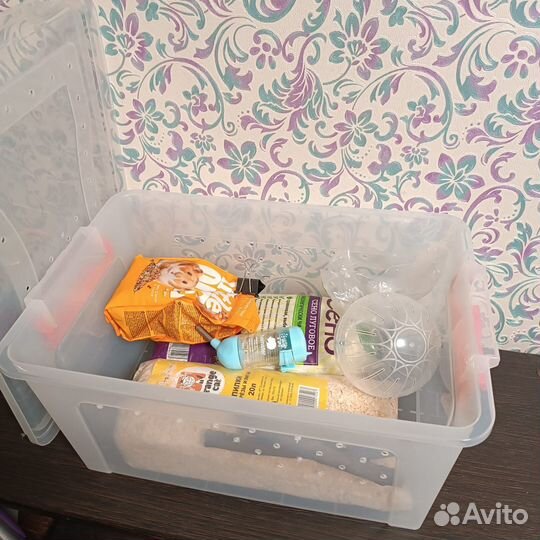 Для хомяка контейнер, поилка, шар, сено, корм, и