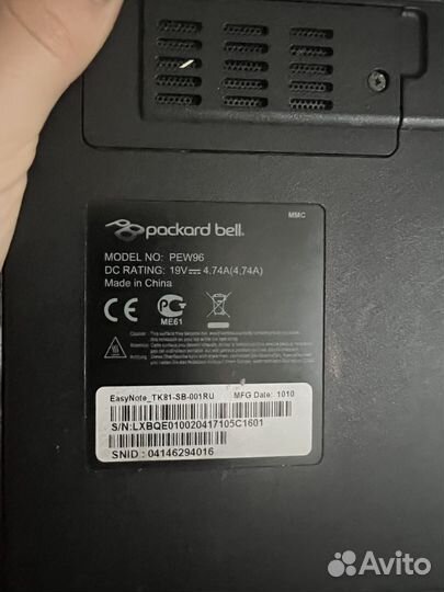 Ноутбук packard bell PEW96