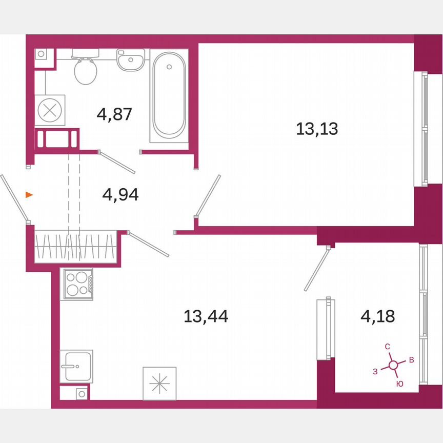 1-к. квартира, 38,5 м², 8/10 эт.
