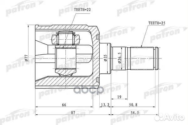 Шрус внутренний 22X35X25 PCV1010 patron