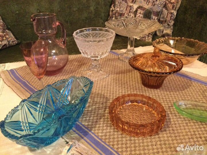 Посуда из цветного стекла СССР
