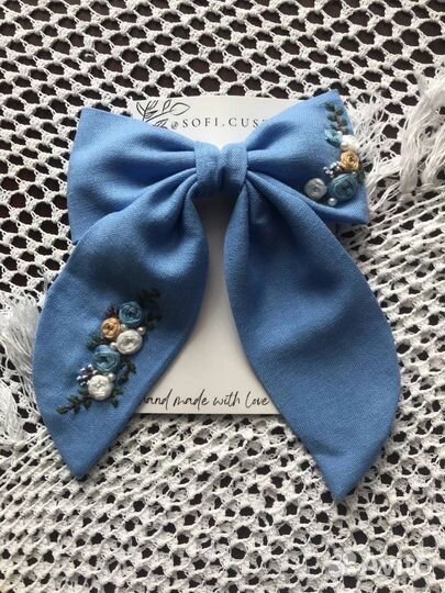 Бантики ручной работы с вышивкой под заказ