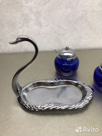Винтажный набор кобальтовое стекло