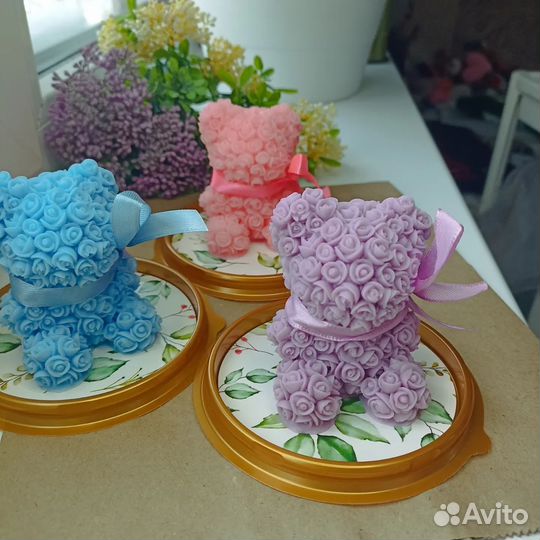 Мишка из мыльных роз. Мыло ручной работы