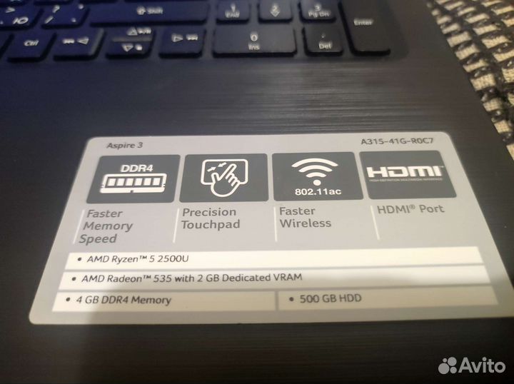 Ноутбук acer ryzen 5 / video 2gb/ ddr4