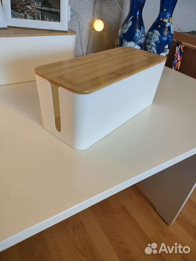 Органайзер с бамбуковой крышкой для проводов