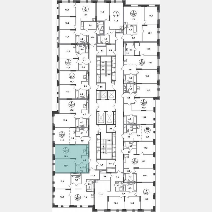 1-к. квартира, 42,7 м², 9/20 эт.