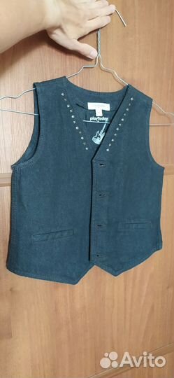 Жилетка для мальчика джинсовая чёрная 116