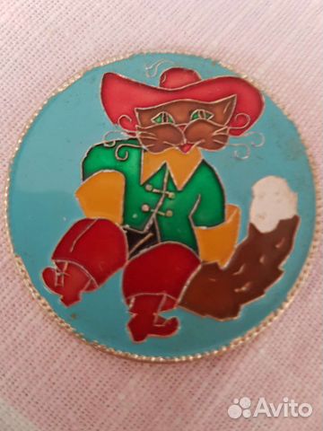 Сундук ларь значок СССР кот в сапогах глазурь