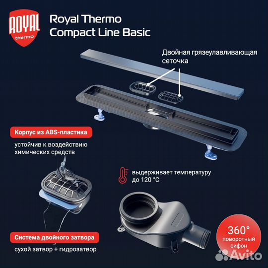 Лоток душ. 900мм Royal Thermo Compact Line Basic