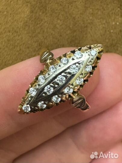 Кольцо маркиза с бриллиантами, 583 проба