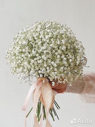 Свадебный букет невесты из гипсофилл