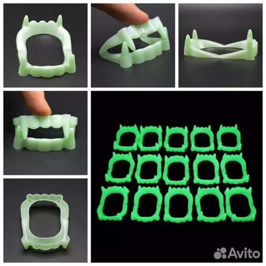 Уши эльфа, клыки вампира, зубы, светящ в темноте