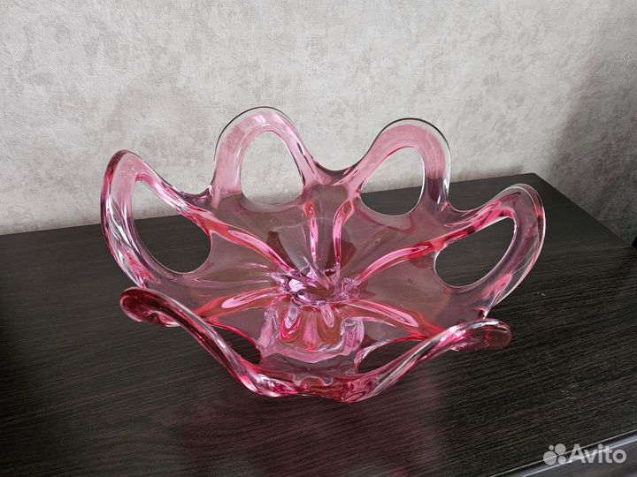 Ваза Egermann Чехия цветной хрусталь