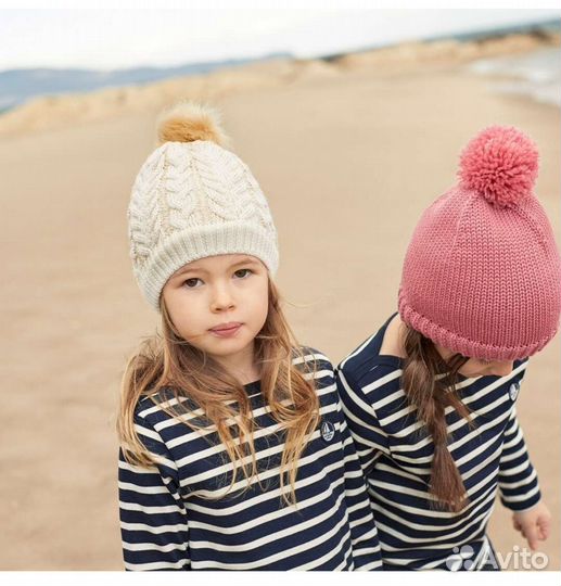 Шапка petit betau розовая и горчичная