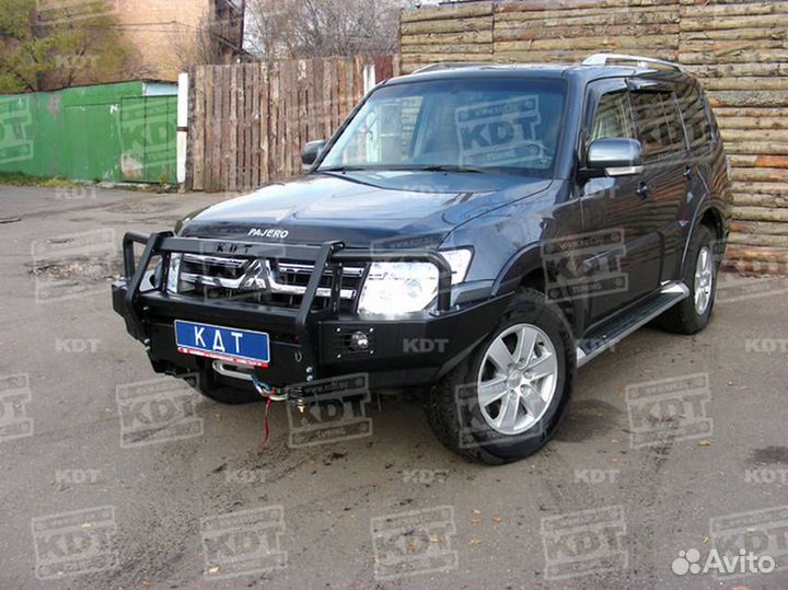 Передний силовой бампер с кенгурином алюминиевый