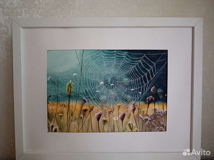 Картина акварелью «Паутинка»