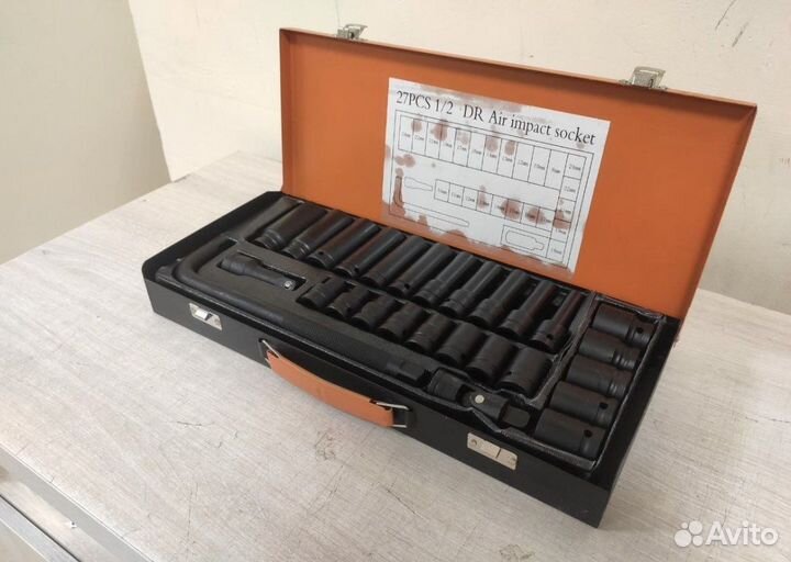 Набор ударных головок 1 2 с воротком