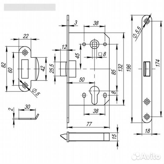 Замок межкомнатный дверной «Morelli» бесшумный