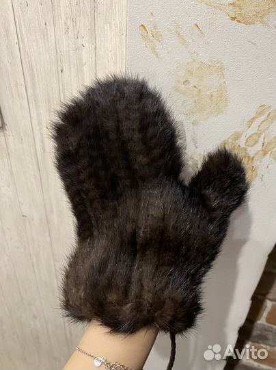 Варежки женские вязанная норка