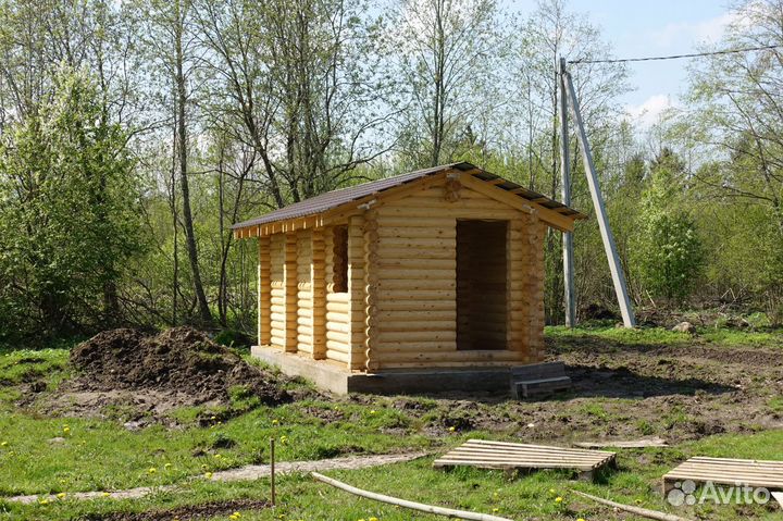Сруб Бани 2.8х6.0м. с перегородками из бревна