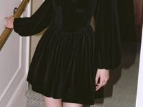 Платье бархатное черное мини lichi с корсетом s
