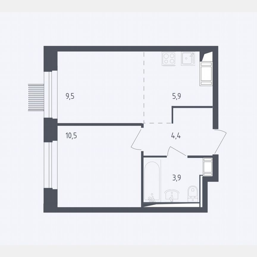 2-к. квартира, 34,2 м², 11/17 эт.