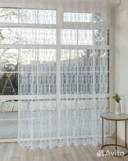 Тюль лилиан белый готовый на окна пошив
