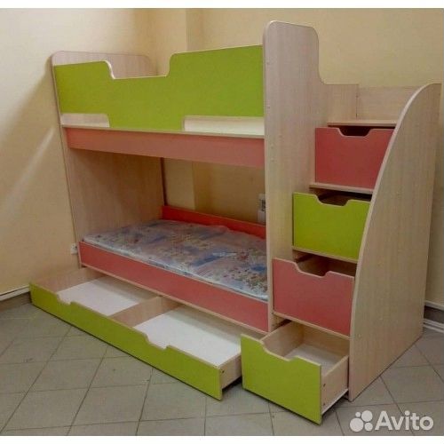 Детская кровать 2 яруса + 2 матраса