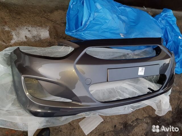 Бампер передний Хендай Солярис 1 до 2014 серый SAE