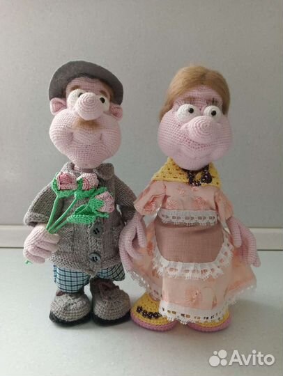 Игрушка вязаная ручной работы. Пара, муж и жена