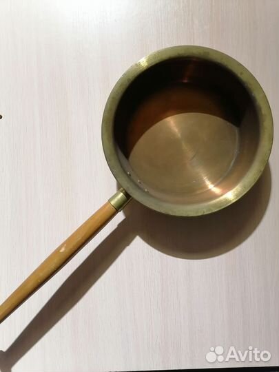 Таз медно латунный с ручкой