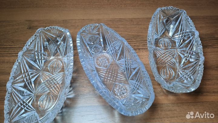 Салатник Салатница Ладья Турка хрустальная 3шт