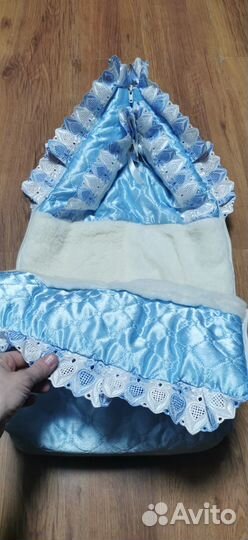 Зимний конверт на выписку, на овечьем меху