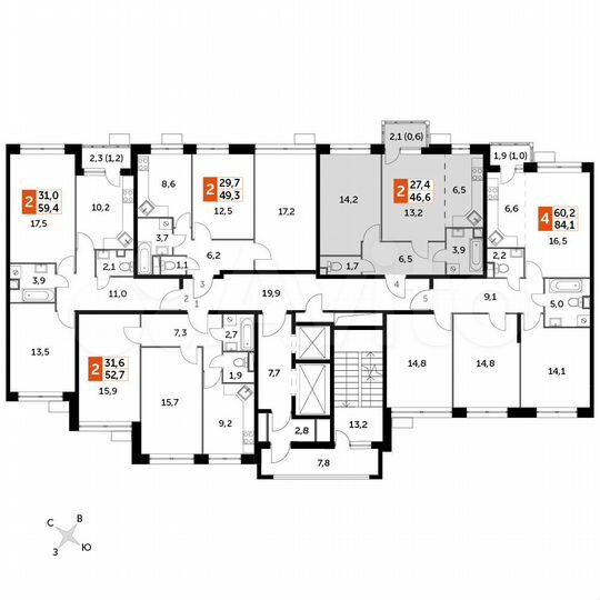 2-к. квартира, 46,6 м², 2/21 эт.