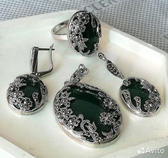 Серьги, кулон, кольцо 19,0 юв.сплав бижутерия С660